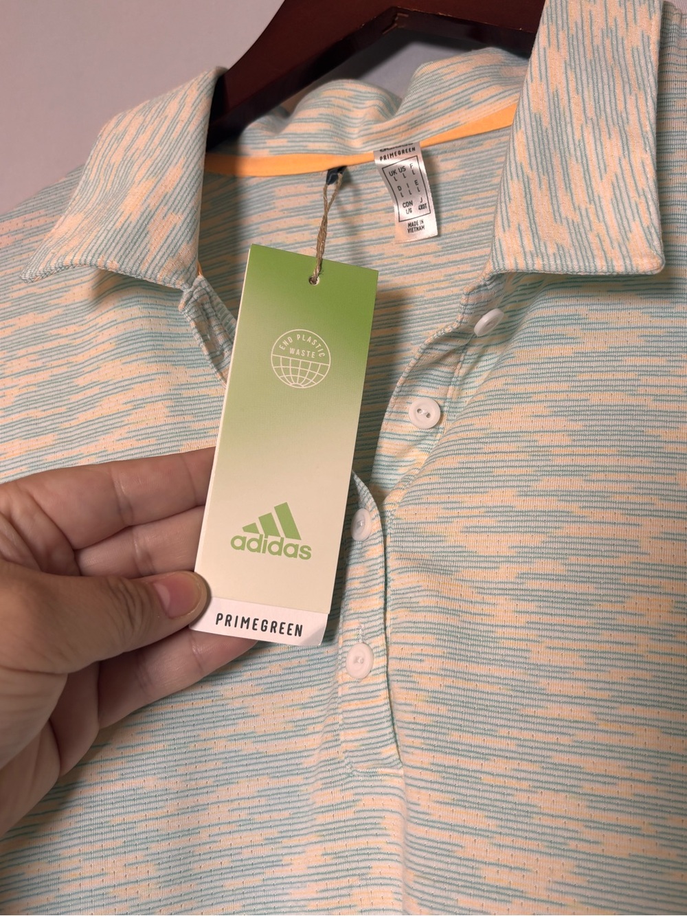 NWT adidas Women’s Mint and Cream Heather Polo Golf Shirt Vented Sz Large - Picture 4 of 6